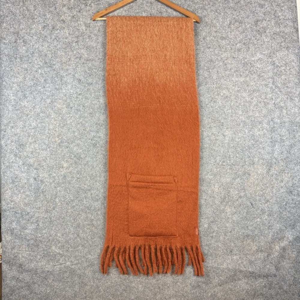 Sprigs Oversized Scarf Womens Orange Fuzzy Soft Drop In Pockets Fringe